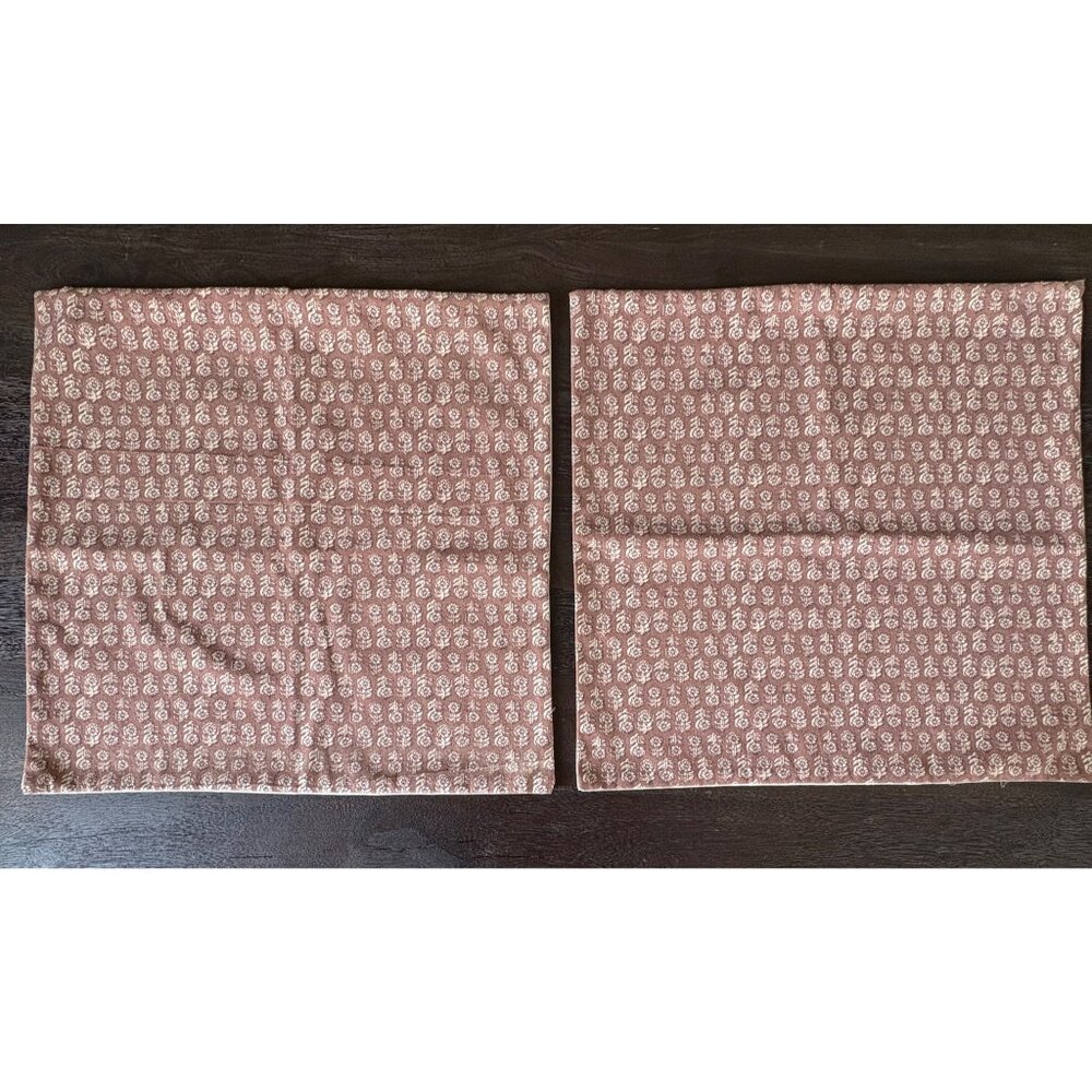 Cottage Core Euro Pillow Shams Brown Floral Set Of Two 23 x 24
